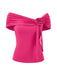 1960s Off-Shoulder 3D Rose Solid Top