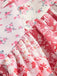Pink 1980s Spaghetti Strap Ditsy Floral Tiered Dress