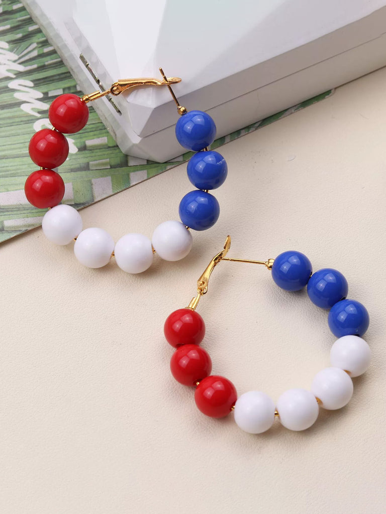 Red White Blue Beaded Vintage Earrings