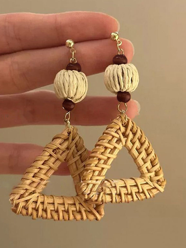 Vintage Style Rattan Statement Earrings
