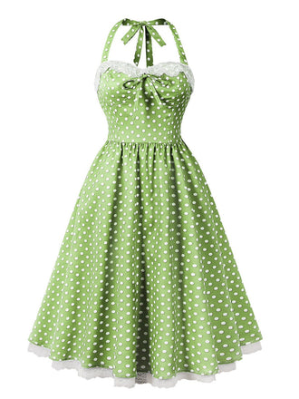 1950s Halter Lace Patchwork Polka Dots Dress
