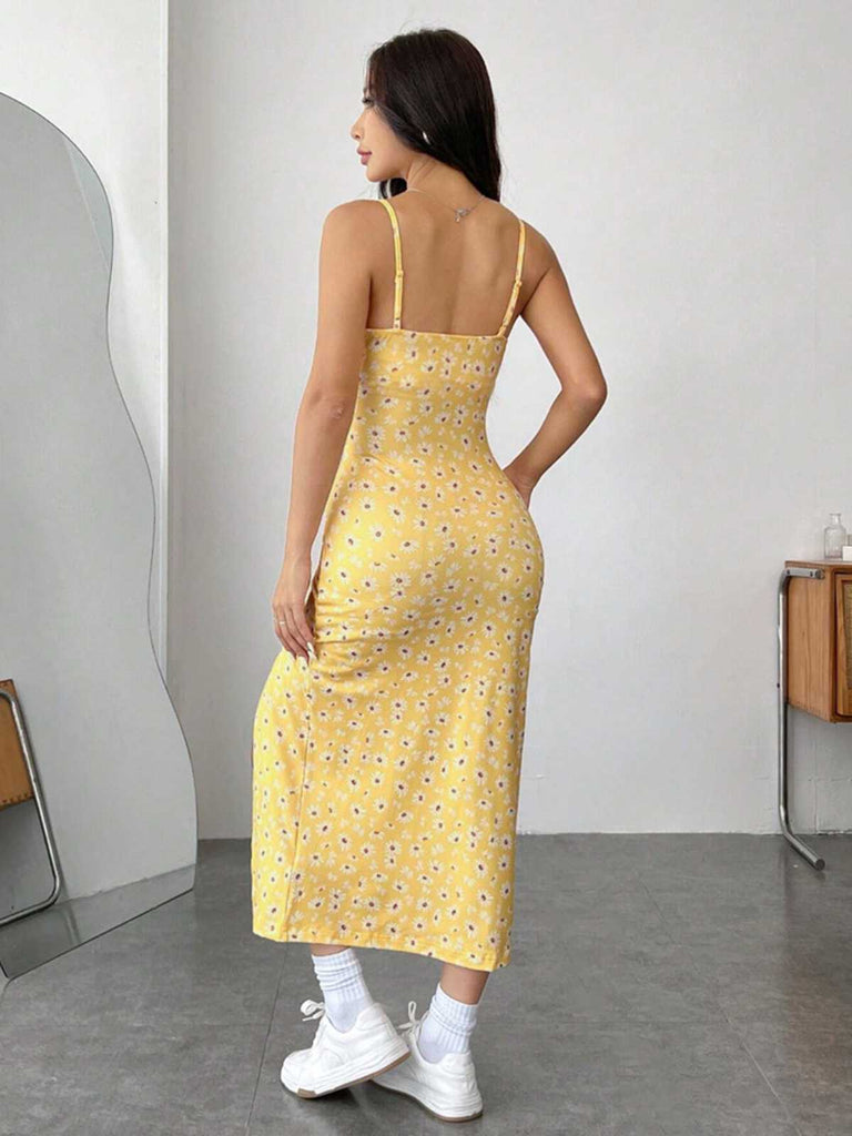 1930s Spaghetti Strap Daisy Slit Dress