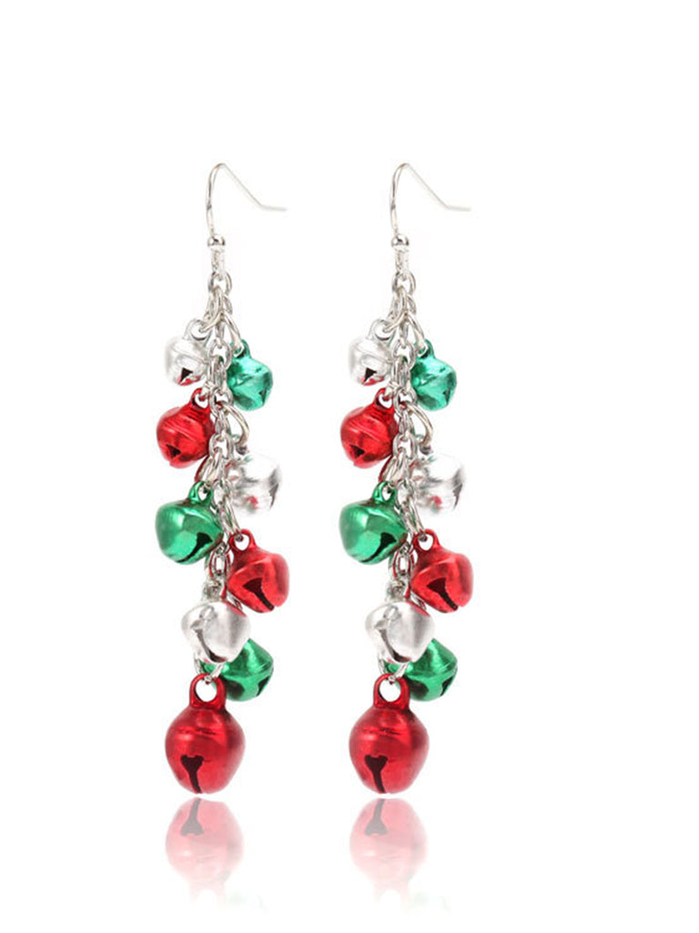 Christmas Contrast Red Green Bells Earrings