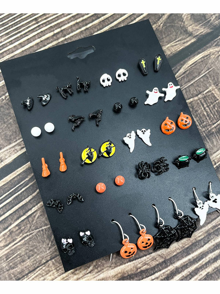 Retro Halloween Ghost Pumpkin Earrings