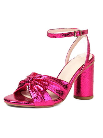 Rose Red Snakeskin Print Round Toe Heels