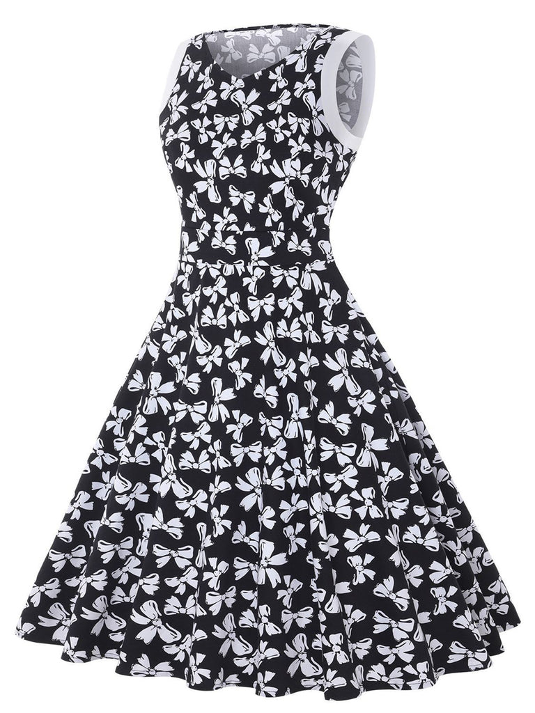 Black 1950s Bowknot Sleeveless A-line Dress