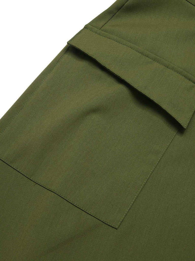 Olive Green 1940s Button Slit Skirt — 1940s femininity that moves with her mood