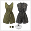 She finds her 1950s story in this Olive Green 1950s V-Neck Button Waist Tie Romper