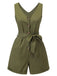 This Olive Green 1950s V-Neck Button Waist Tie Romper whispers 1950s secrets to those who notice