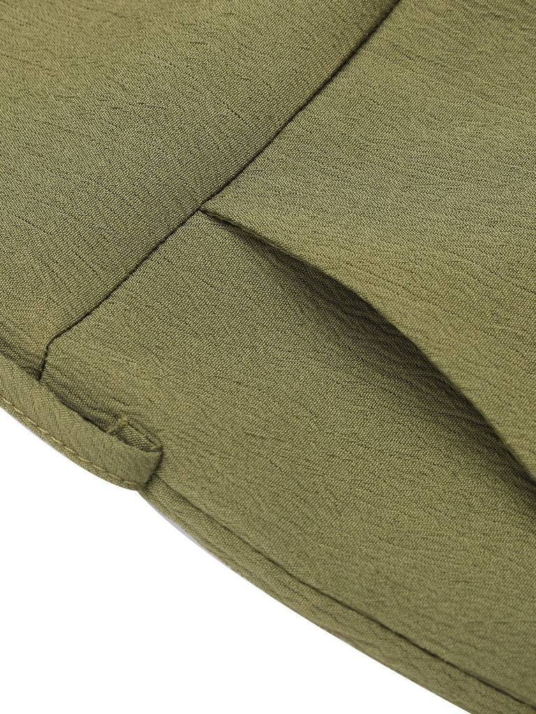 Olive Green 1950s V-Neck Button Waist Tie Romper: timeless 1950s elegance she makes her own