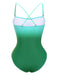 Ombre Green 1930s Ruched One-Piece Swimsuit - vintage swimsuit, pin-up style