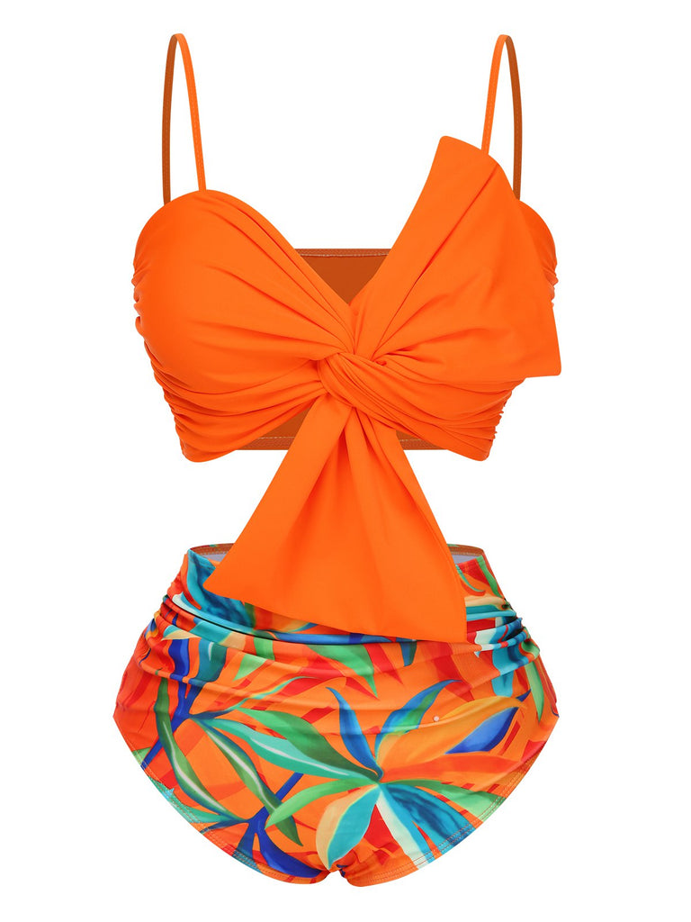 She's wearing Orange 1930s Tied Tropical Plant Straps Swimsuit and the whole beach remembers the 1930s