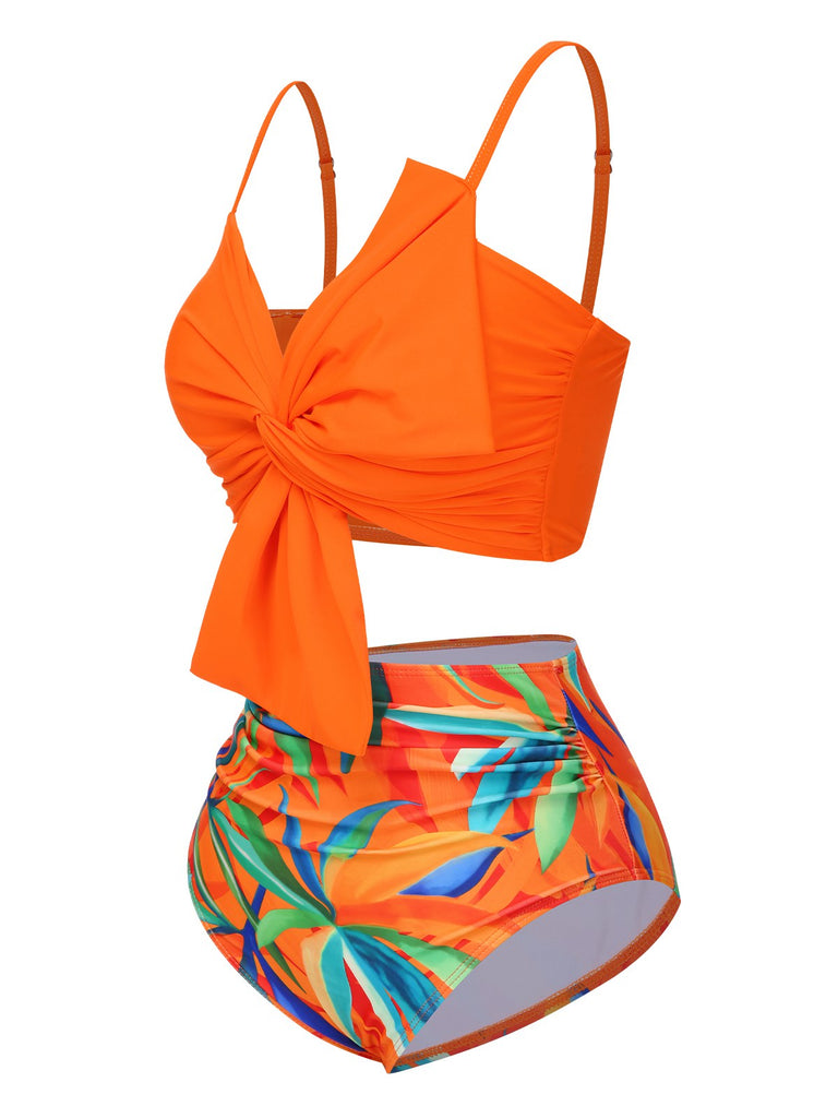 1930s Tied Tropical Plant Straps | 1930s | vintage swimsuit, retro beachwear