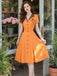 Orange 1940s Cotton Polka Dot Lapel Bow Dress - vintage dress, retro fashion