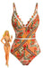 Orange-1940s-Floral-Hollow-Patchwork-Swimsuit, vintage, retro, swimwear