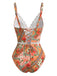 Orange-1940s-Floral-Hollow-Patchwork-Swimsuit, vintage, retro, swimwear