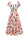 Orange 1940s Square Neck Midi Dress, vintage dress, retro fashion - perfect for women who love vintage and retro fashion