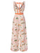 Orange 1950s Beach Stamps Twisted Jumpsuit - vintage jumpsuit, retro fashion