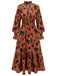Orange 1950s Floral V-Neck High Waist Dress, vintage dress, retro fashion, rockabilly, pin-up fashion - perfect for women who love vintage and retro fashion
