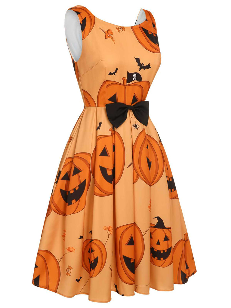 Orange 1950s Halloween Sleeveless Beading Dress: timeless style reimagined