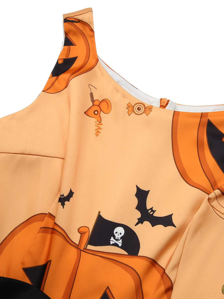 Orange 1950s Halloween Sleeveless Beading Dress: timeless style reimagined