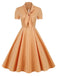 Orange 1950s Plaid Tie Collar Dress: timeless style reimagined