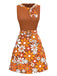 [Pre-Sale] Orange 1960s Boho Psychedelic Floral Belted Dress, vintage dress, retro fashion, floral print - perfect for women who love vintage and retro fashion