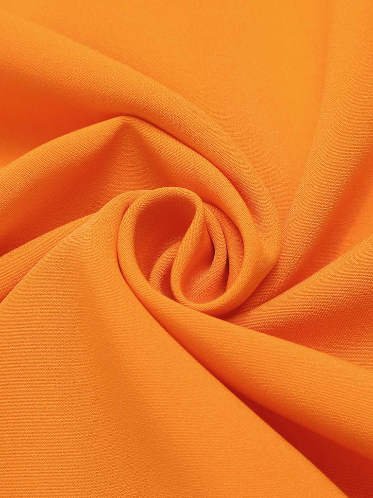 [Plus Size] Orange 1960s Bow Patchwork Sleeveless Dress, vintage dress, retro fashion - perfect for women who love vintage and retro fashion