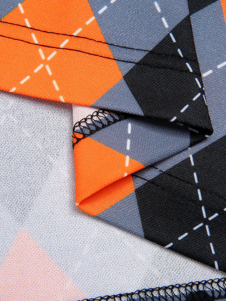 Orange 1960s Color Block Argyle Shift Dress, vintage dress, retro fashion - perfect for women who love vintage and retro fashion