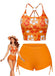 Orange 1960s Floral Backless Bikini Set - vintage swimwear, retro swimsuit, pin-up style for vintage lovers