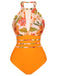 Orange 1960s Halter Floral One-Piece Swimsuit, vintage swimsuit, pin-up swimwear - perfect for women who love vintage and retro fashion