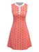 Orange 1960s Hippie Floral Round Neck Dress - vintage dress, retro fashion