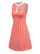 Orange 1960s Hippie Floral Round Neck Dress - vintage dress, retro fashion