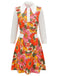 Orange 1960s Lapel Flowers Patchwork Dress — vintage elegance for the modern woman