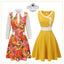 She slips into this Orange 1960s Lapel Flowers Patchwork Dress and suddenly it's a 1960s daydream