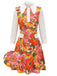 Orange 1960s Lapel Flowers Patchwork Dress, vintage dress, retro fashion - perfect for women who love vintage and retro fashion