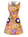 Orange 1960s Peter Pan Collar Floral Bow Dress - vintage dress, retro fashion