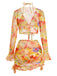 Orange 1960s Print Long Sleeve Tankini 3