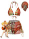 Orange 1960s Psychedelic Polka Dot Mesh Bikini Set - vintage swimwear, retro swimsuit, pin-up style for vintage lovers