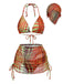 Orange 1960s Psychedelic Polka Dot Mesh Bikini Set: beautiful vintage swimwear, retro swimsuit, pin-up style with timeless appeal