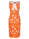 Orange 1960s Tie Neck Floral Sleeveless Dress: where 1960s romance meets her modern spirit