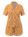 She finds her 1970s story in this Orange 1970s Halloween Cartoon Skull Pajamas