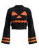 Orange 1970s Pumpkin Contrast Crop Sweater - 1