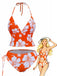 Orange 1970s Tropical Floral Halter Tie-Side Tankini Set - vintage fashion, retro style, classic elegance for vintage lovers