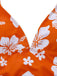 Orange 1970s Tropical Floral Halter Tie-Side Tankini Set - vintage fashion, retro style, classic elegance for vintage lovers