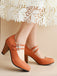 Orange Double Buckle Strap Mary Jane Heels Shoes: timeless vintage elegance she makes her own