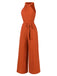 This Orange Red 1930s Solid Twist Jumpsuit whispers 1930s secrets to those who notice
