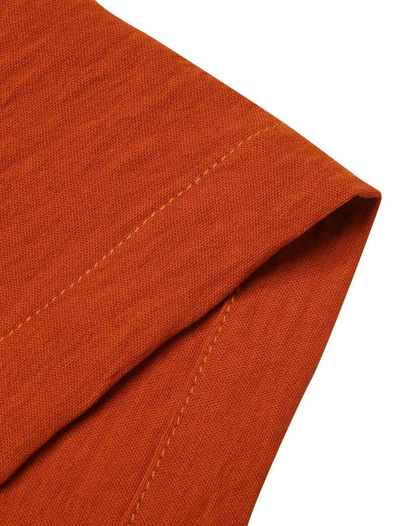She finds her 1930s story in this Orange Red 1930s Solid Twist Jumpsuit