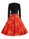 Orange Red 1950s Halloween Petal Neck Pumpkin Dress, vintage dress, retro fashion, rockabilly, pin-up fashion - perfect for women who love vintage and retro fashion
