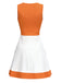 Back: Orange and White 1960s Colorblock Sleeveless Mod Dress, back view showing elegant silhouette and vintage style